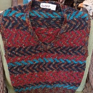 Multicolor Sweater Vest Vintage Woman